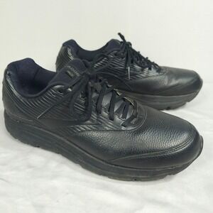 Brooks Addiction Walker 2 Shoes Men 14 D Black Leather Lace-Up Comfort Walking